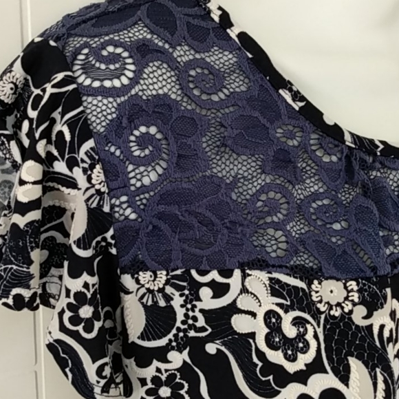 SJS Blue Paisley Scoop Neck Blouse XL - Picture 4 of 8